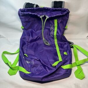 Jansport Vibrant Purple Backpack with Neon Green Straps